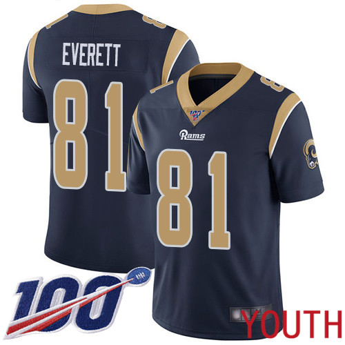 Los Angeles Rams Limited Navy Blue Youth Gerald Everett Home Jersey NFL Football #81 100th Season Vapor Untouchable->women nfl jersey->Women Jersey